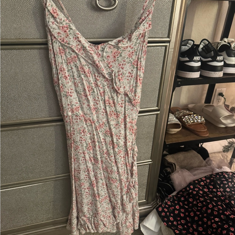 Floral Pink and White Dress
